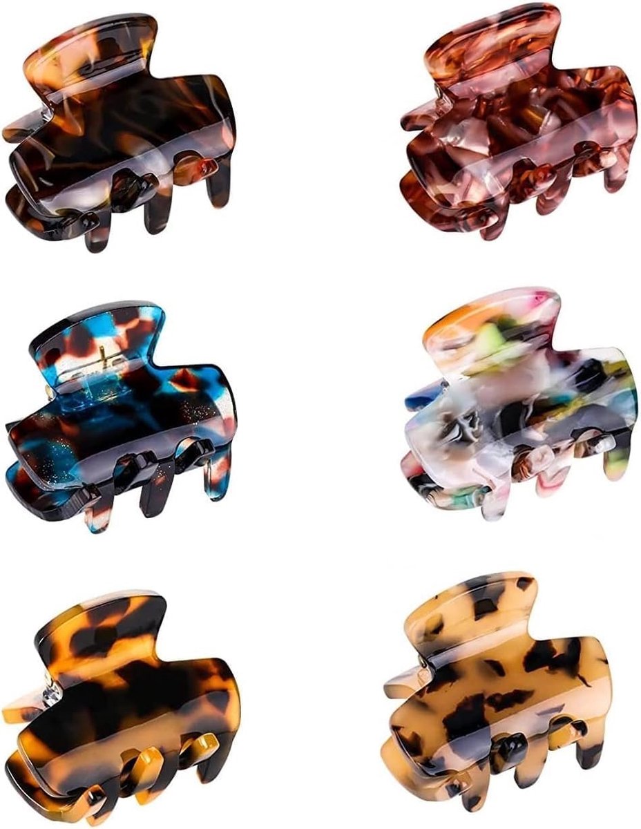 Haarspelden set van 6 - Kleine schildpadvorm - Antislip - Perfect voor fijn haar - ShopVlot