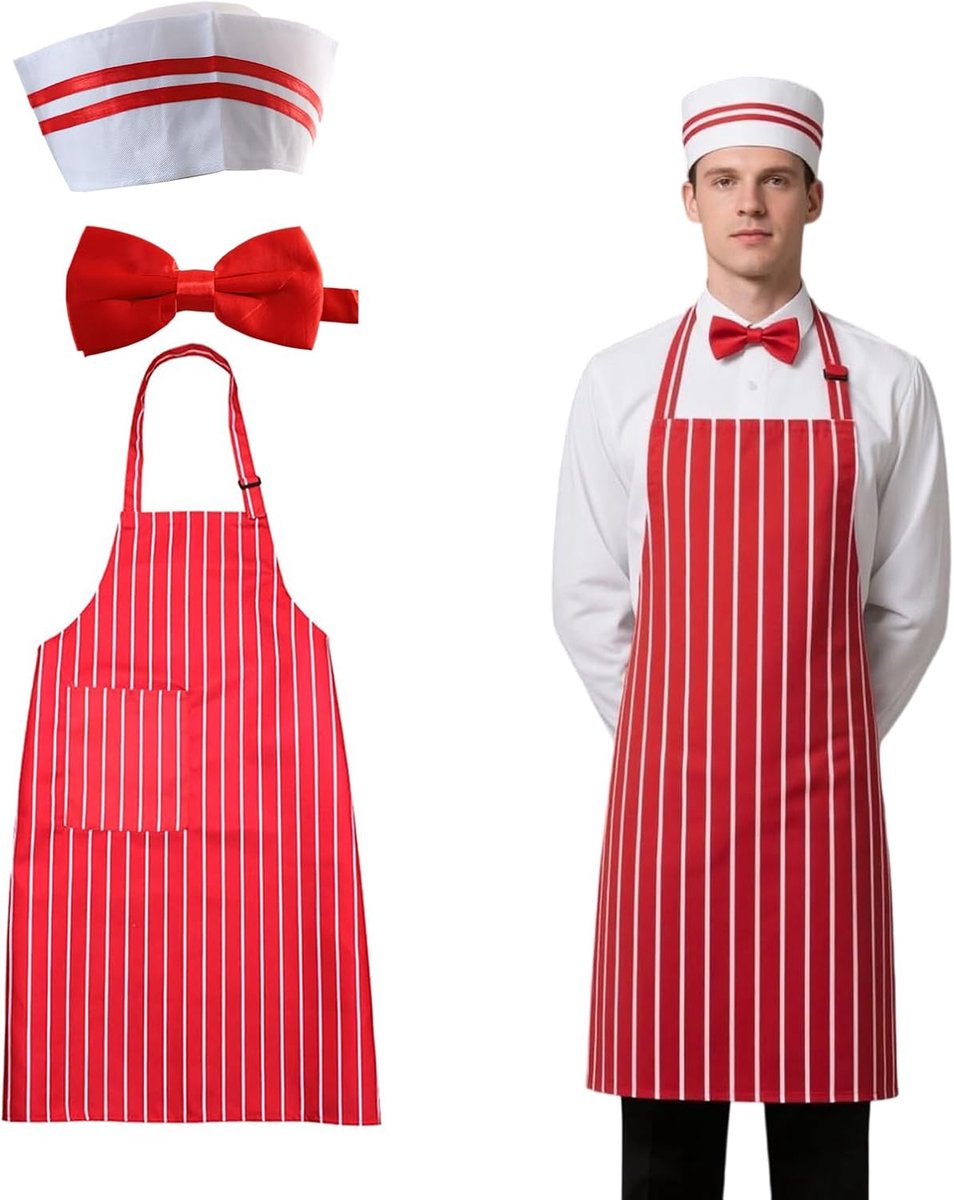 Schorten Set van 3 met Koksbollen - Unisex - Met Zakken - Perfect voor BBQ en Koken - ShopVlot