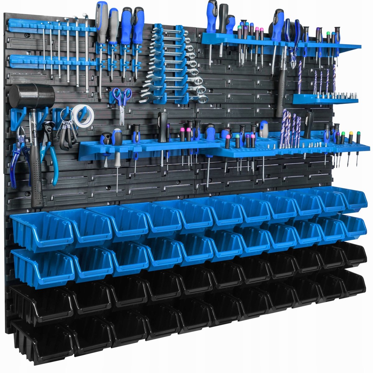 Werkplaatsgereedschapbord 115x78cm met 44 bakken en ophangsystemen