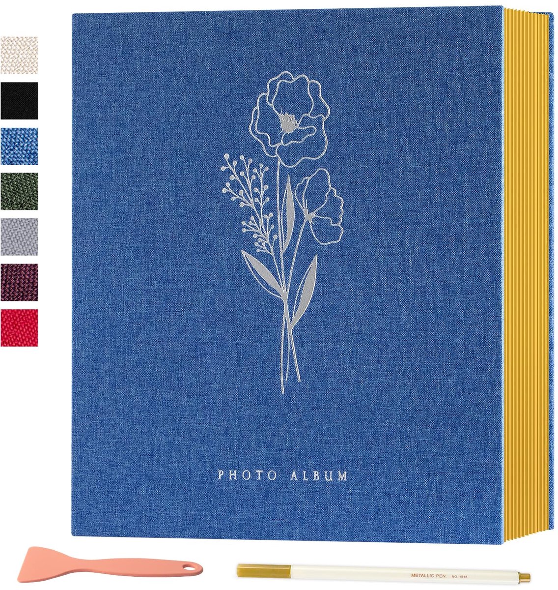 Fotoalbum zelfklevend A5 - linnen blauw - magnetisch - perfect voor scrapbooking - ShopVlot