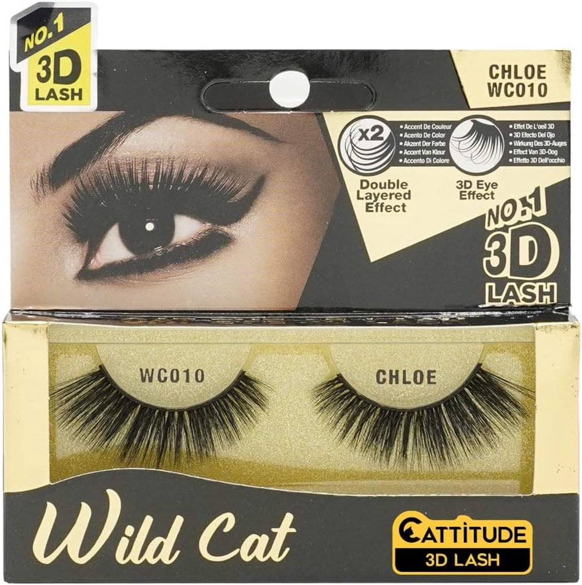 Valse wimpers 3D - Chloe Wild Cat - Lichtgewicht - Herbruikbaar tot 10 keer - ShopVlot