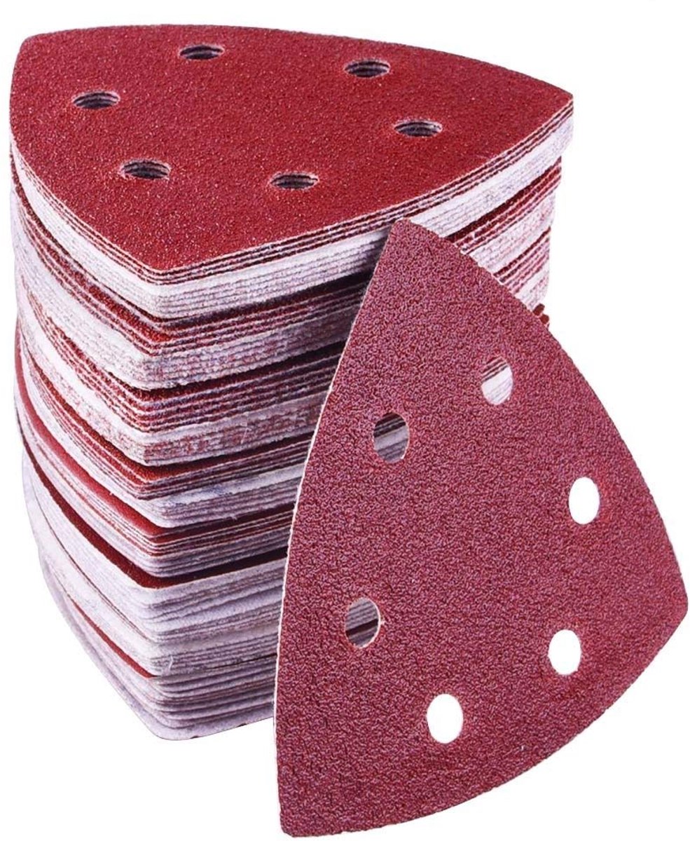 Schuurpapier voor delta schuurmachine - 90 x 90 x 90 mm - 72 stuks met 6 gaten - geschikt voor diverse schuurklussen - ShopVlot
