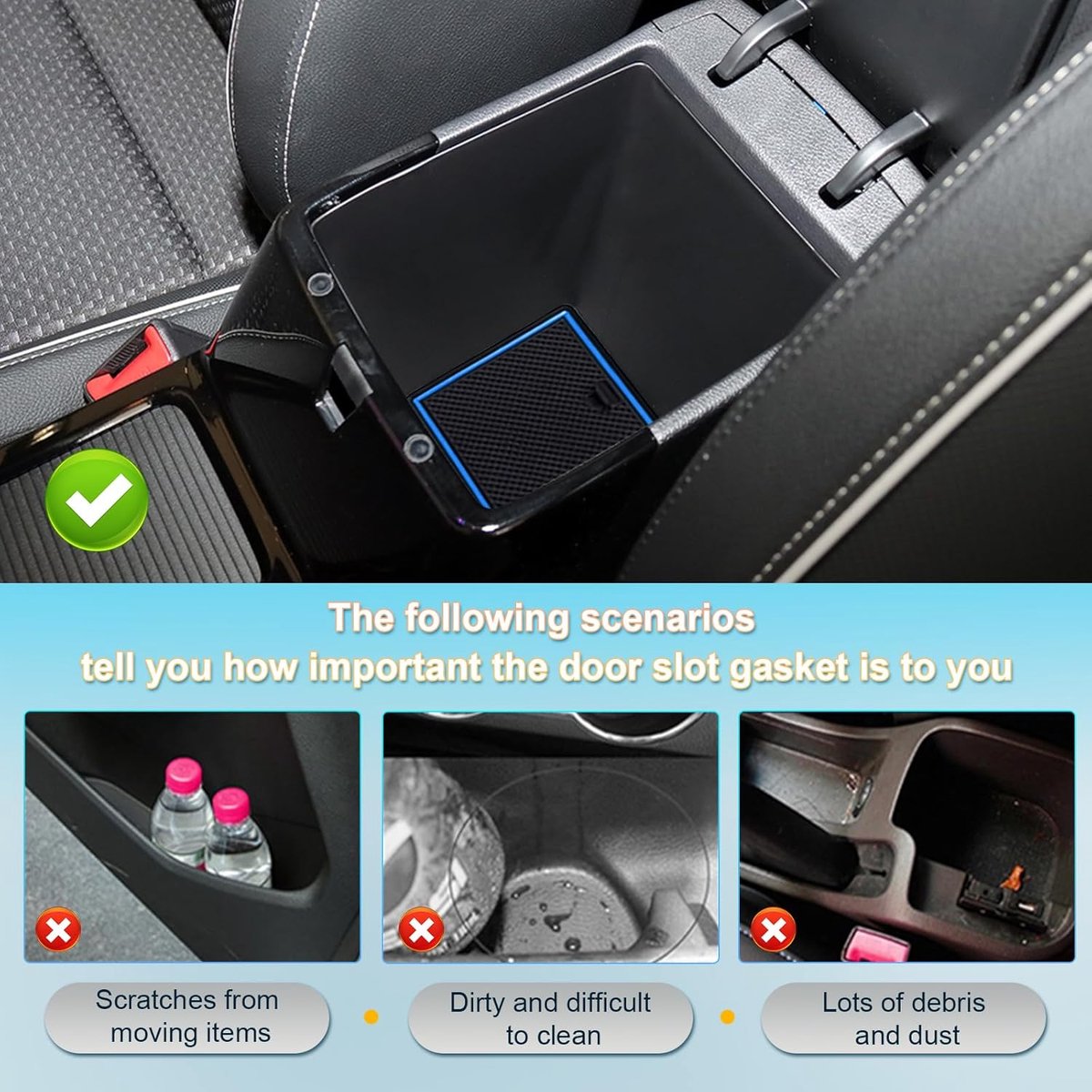Non-slip matten voor middenconsole - rubber - set van 15 - volledige bescherming voor Kia Ceed en XCeed - ShopVlot
