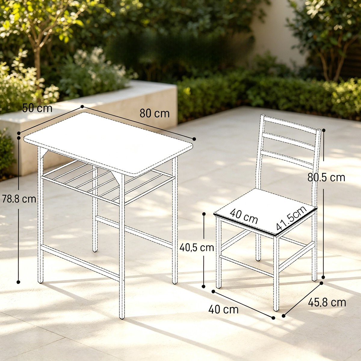 Moderne Eettafel En Stoelenset Voor Kleine Ruimtes Met Opbergrek Onder De Tafel Metalen Frame Houtnerf Rustiek Bruin En Zwart