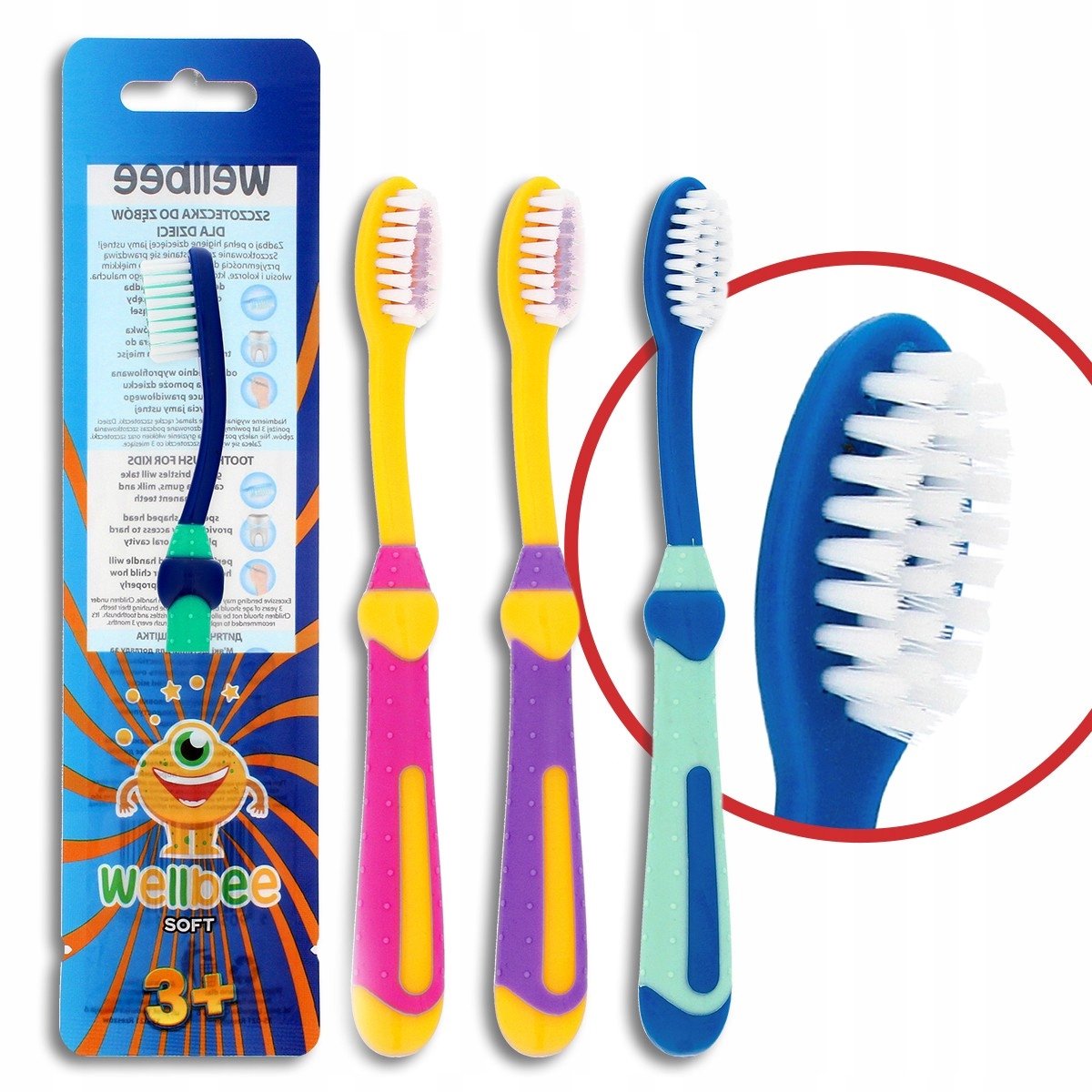 Wellbee Kinder Tandenborstel Soft (3+) - Mix Kleuren