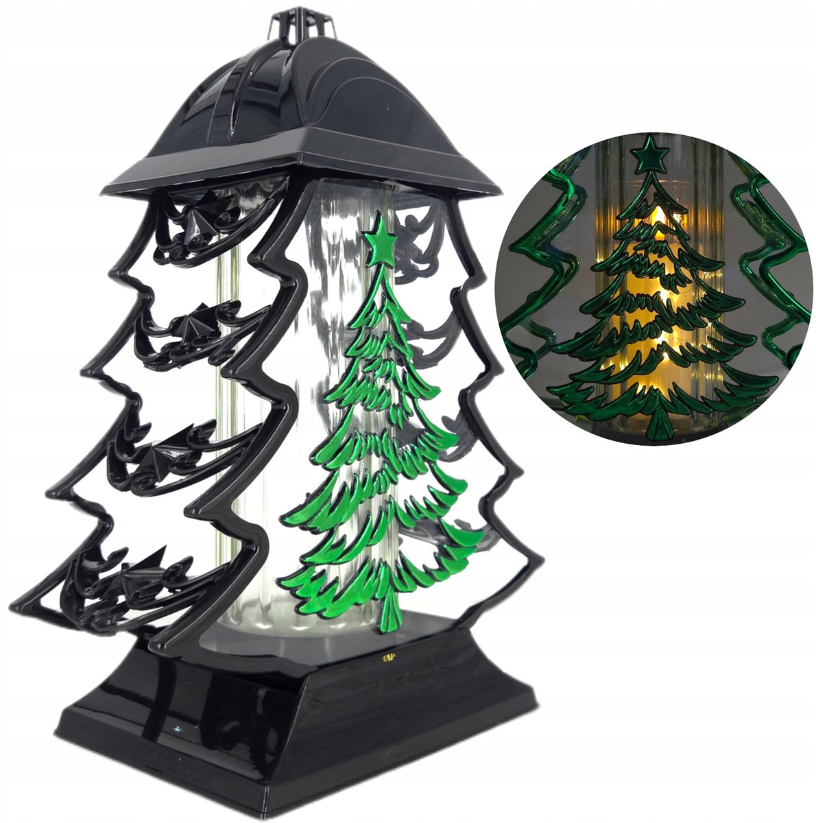 Grote Kerstboom Znicz 34cm - Zwart & Groen