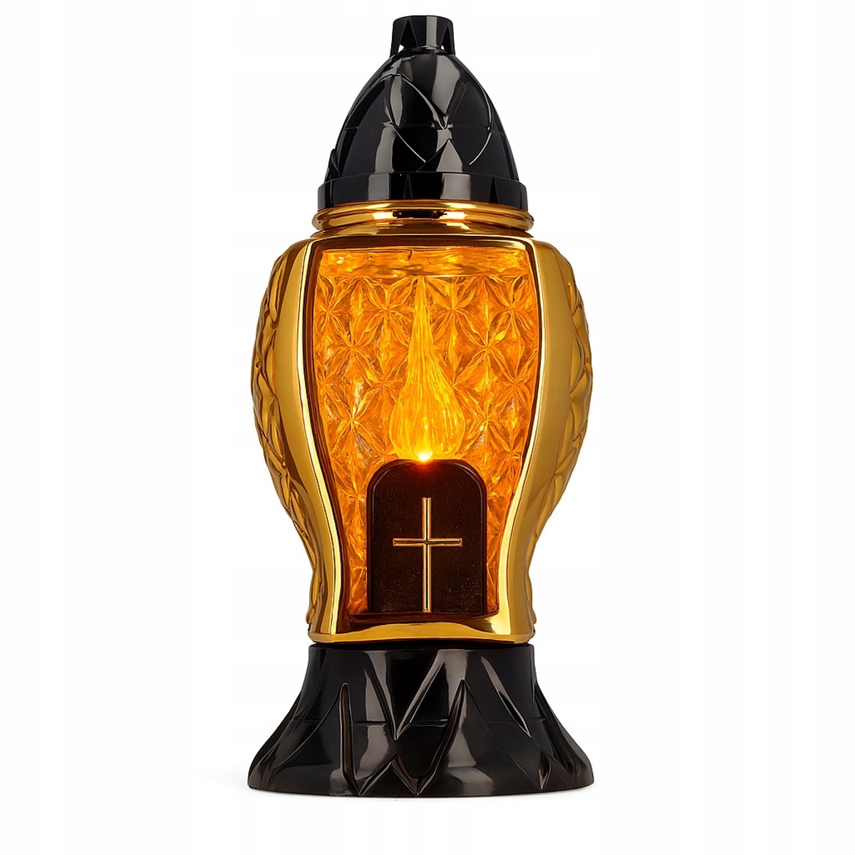 Gouden Dubaj Lampion Glas met LED Kruis - 30cm