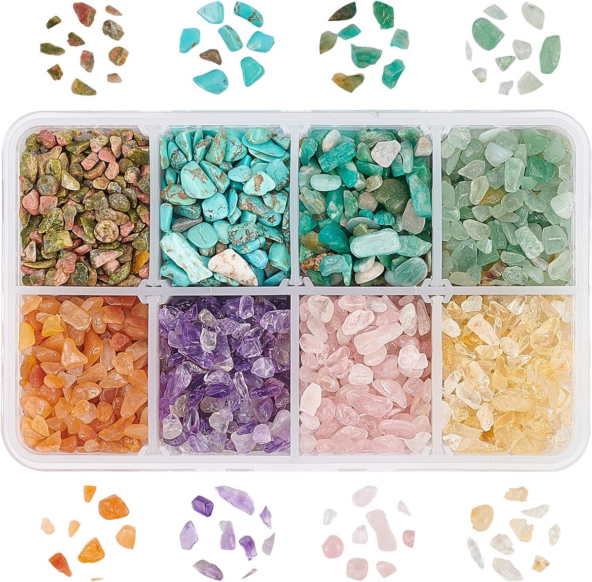 216G Natuurlijke Edelsteen Chips Turquoise Geen Gat Verpletterde Stukken Onregelmatige Vormige Tumbled Quartz Stenen Voor Bloempot Fish Tank Decoratie Gemengde Kleuren