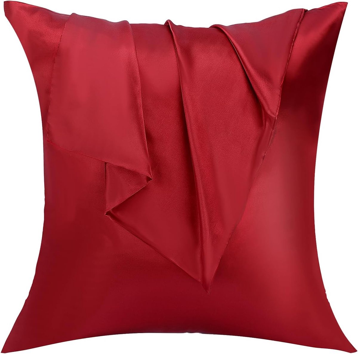 Kussenslopen, Standaard Formaat Zacht Effen Kleur Microfiber Satijnen Kussensloop, Envelop Sluiting Kreukvrij Vervagingsbestendig Ademend (40x40 cm, Wijn Rood)