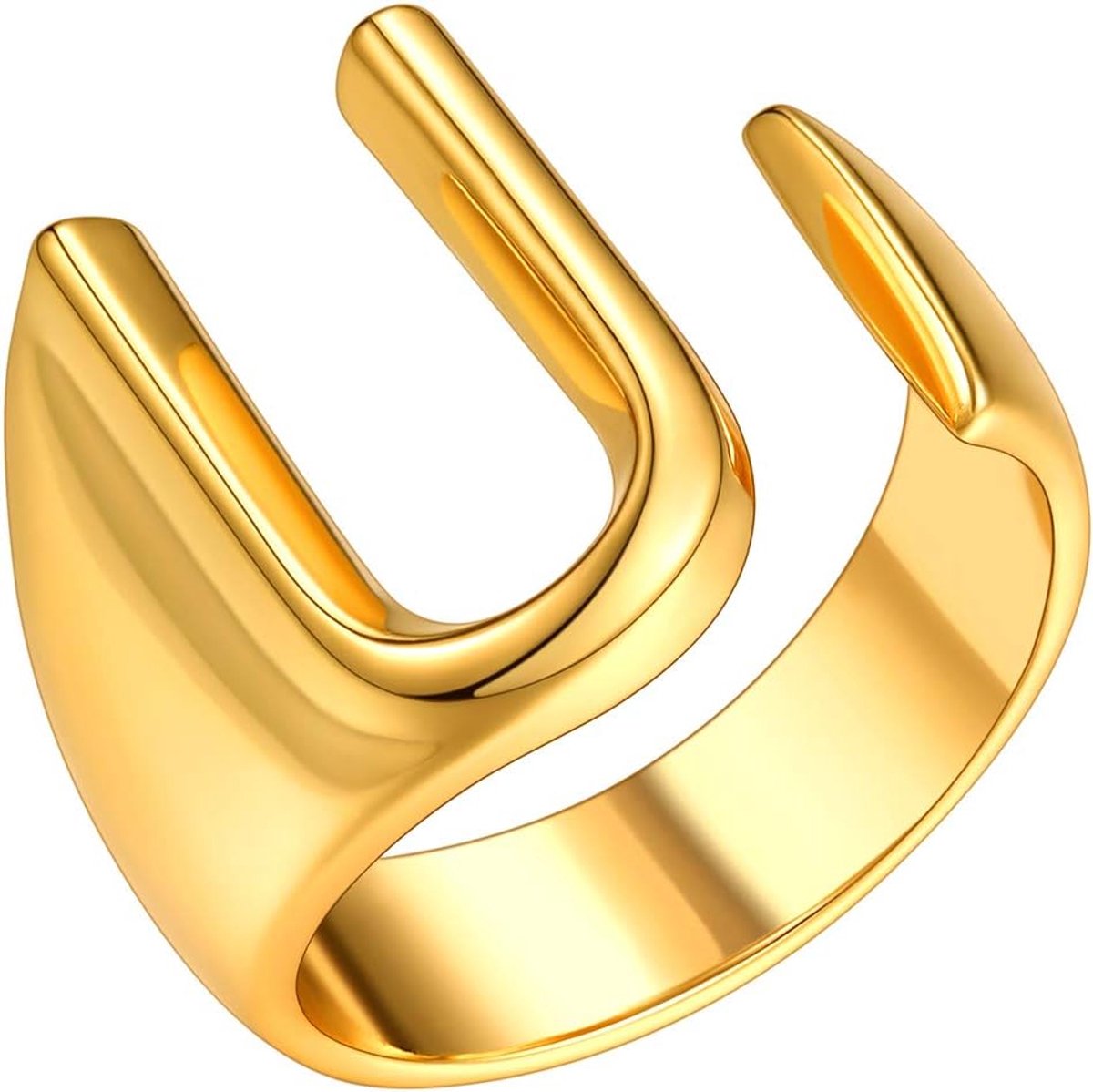 Ringen brief alfabet band dikke initialen A-Z verklaring ring verstelbare vinger zegelringen, Koper Koper verguld