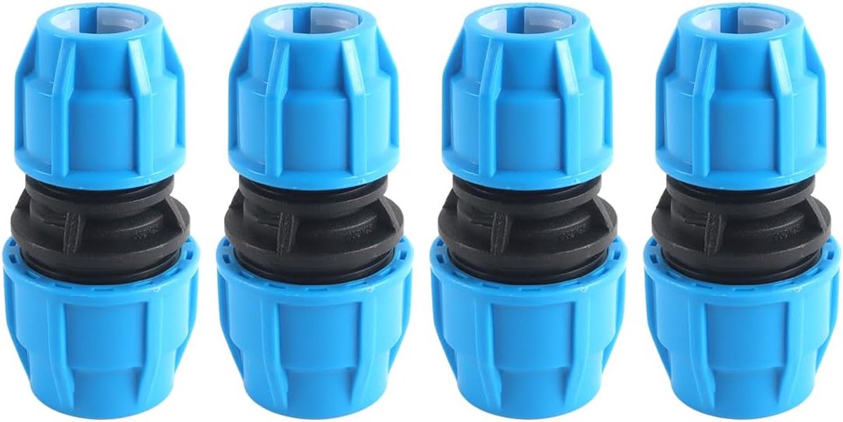 4-pack PE Reducing Coupler 32mm x 25mm Blauwe dop Push-Fit-connector