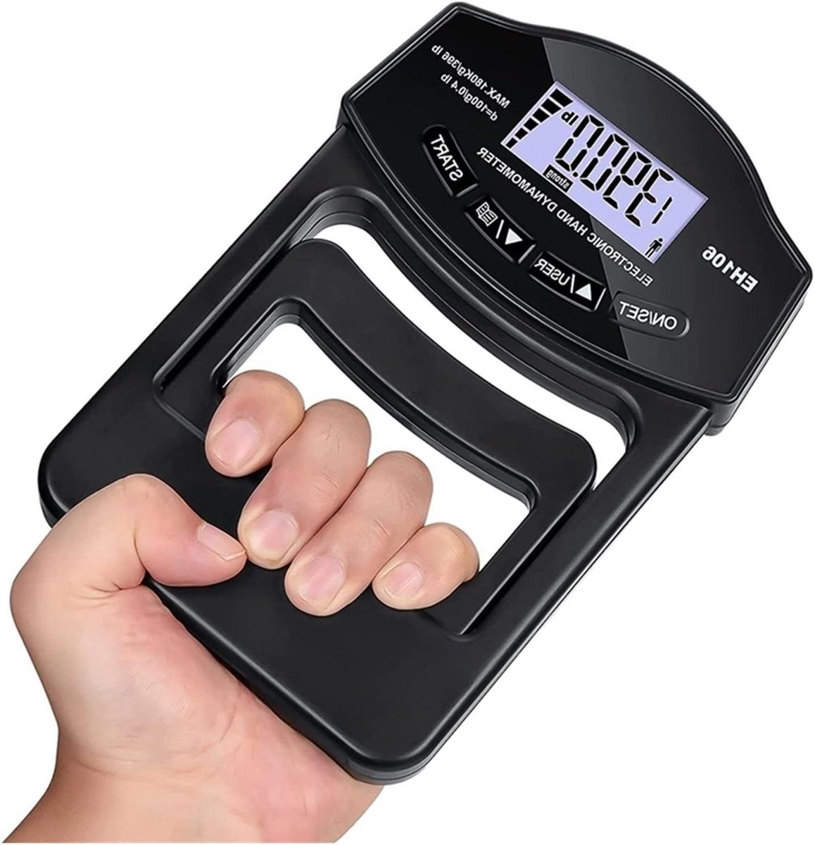 Digitale Krachtmeter - Handkrachtmeter Gripmeter - Sport Training - Hoge Precisie Sensor - 180 KG - Zwart