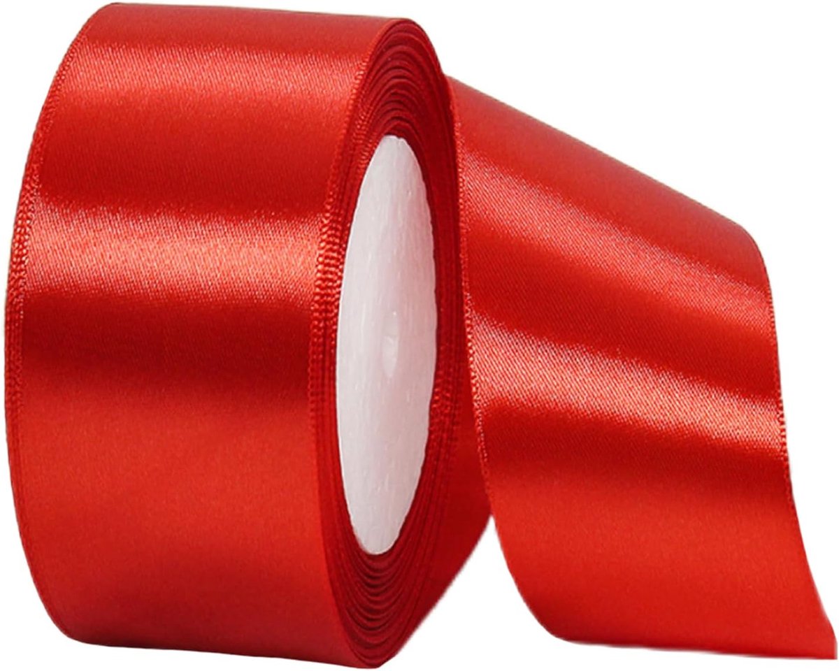 satijnen lint rood 40mm - 22m satijnen lint rood fijn strikband decoratieband zijden lint stoffen lint voor decoratie handwerkjurk bruiloft verjaardag