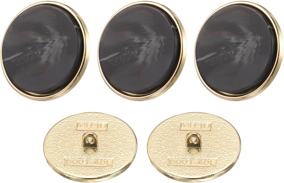 Knopen 25mm knoppen om op te naaien marmerpatroon ronde knutselknoppen lusknoppen voor kleding broeken jas decoreer handwerk zelf maken, zwart