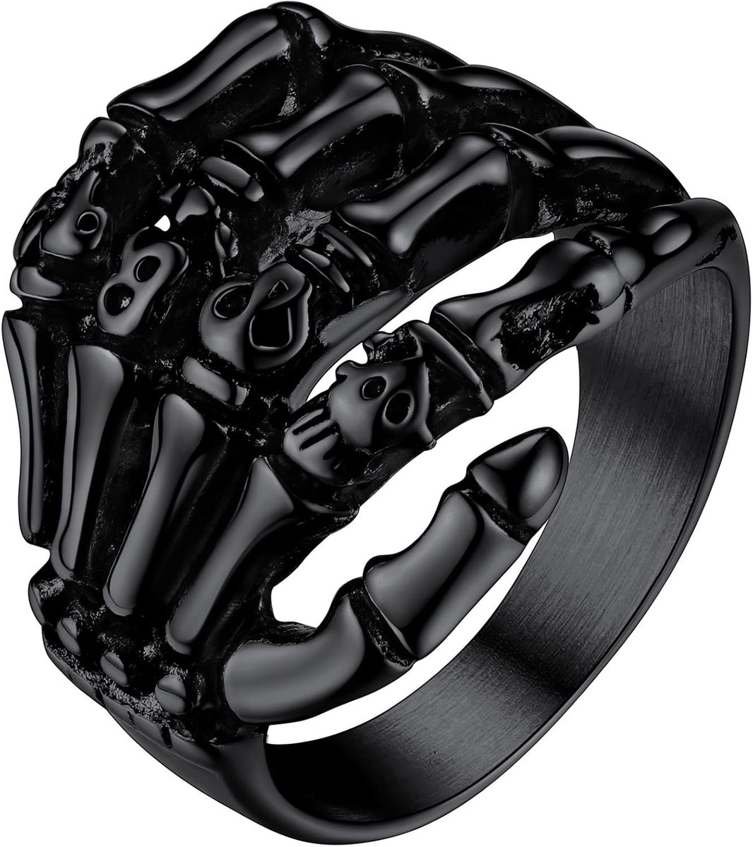 Ring Schedel Hand Hand Enkel Satanisch Donker Retro Ring Gepolijst 3D Zilver/Zwart/Goud Heren Uniseks Hiphop Rock Liefhebbers