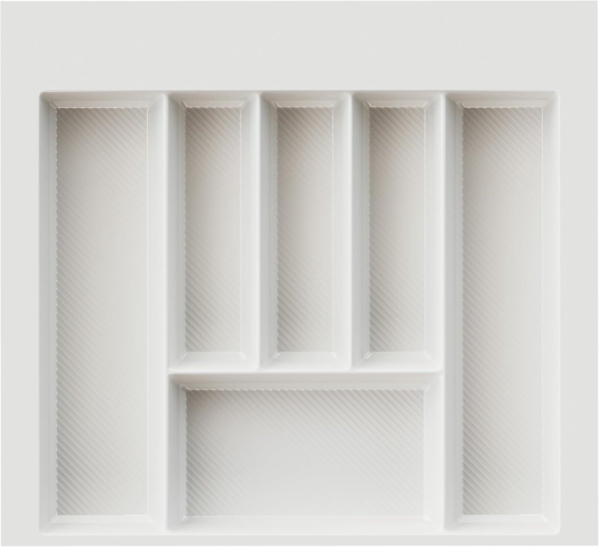 bestekinzet Divio Grip voor lades van 60 cm breed, 55 x 49 cm – inkortbaar, 6 vakken, kleur: wit, bestekorganizer van robuust kunststof