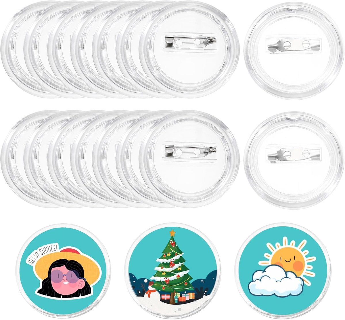 50 stuks blanco knoppen pin button maker badge naaien acryl helder 3,8 cm voor doe-het-zelf handwerk foto, pin op kleding, hoeden, tassen, cirkelknoppen