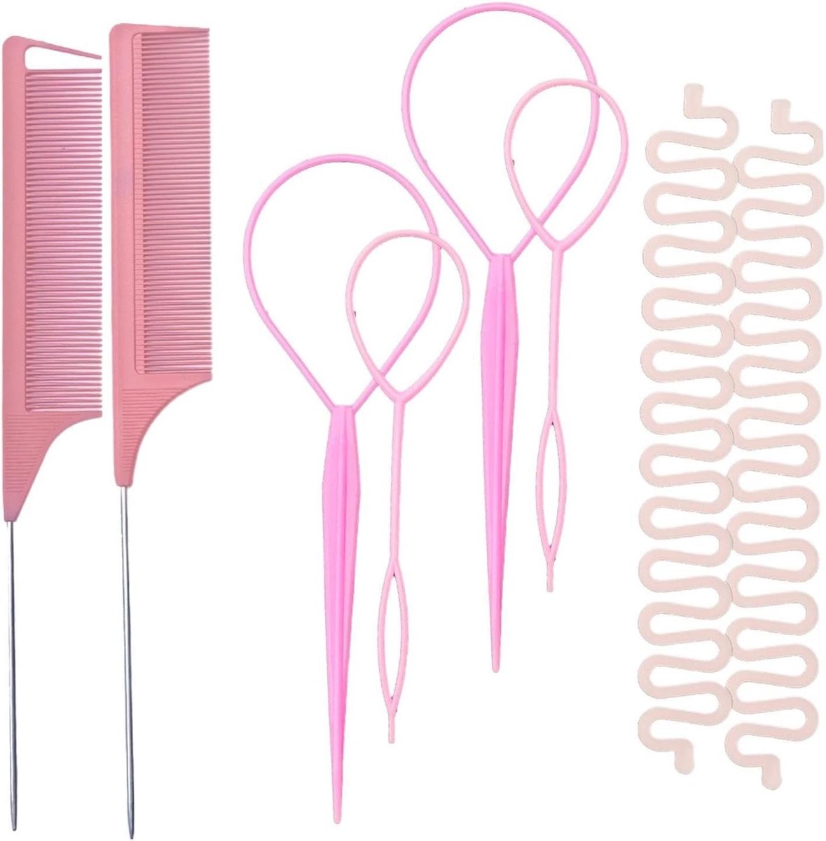 Haarstyling Set - Staart Houders - Dagelijkse Kapsels - Antistatisch Haar - 24 x 8 x 1 cm - Zwart