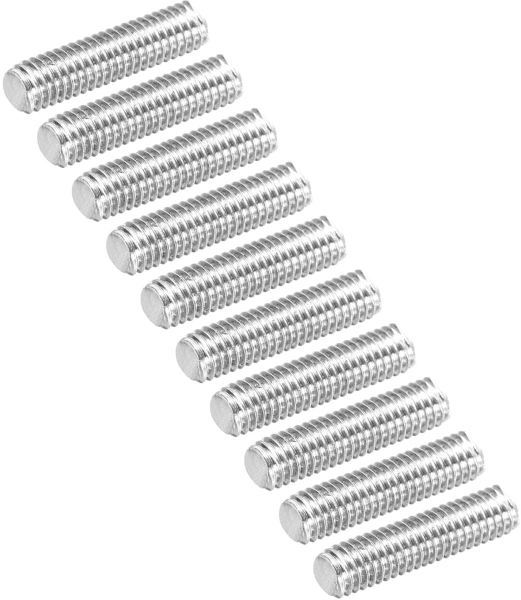 30 stuks schroefdraadstangen, M6 x 25 mm, volledige schroefdraadstangen, 1 mm, schroefdraadhelling, 304 roestvrij staal, rechtse schroefdraad, stiftschroeven voor meubels, machinemontage