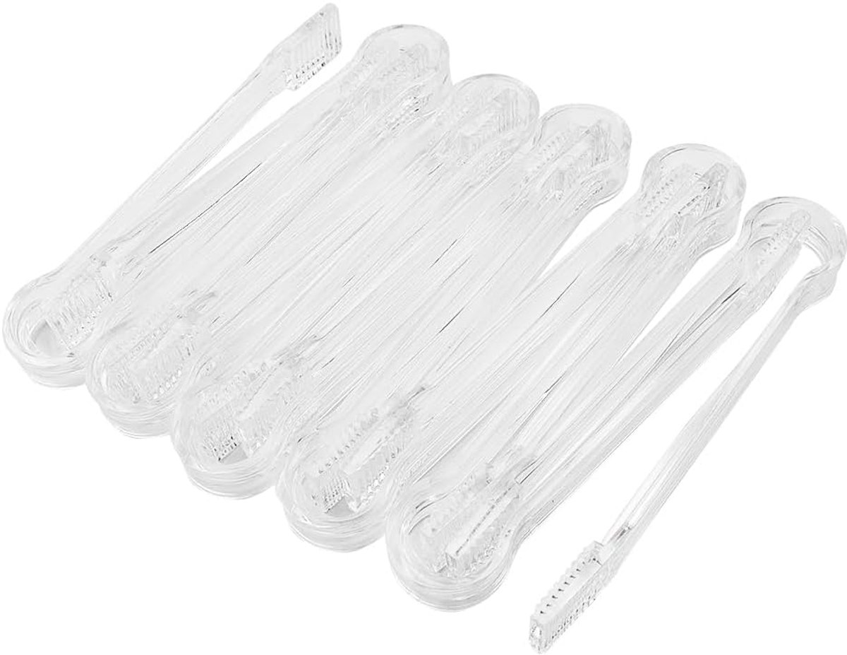 10 stuks mini-buffettangen van kunststof, kleine buffettangset, doorzichtige keukentangen voor buffetfeesten, voorgerechten, desserts (6,3 inch)