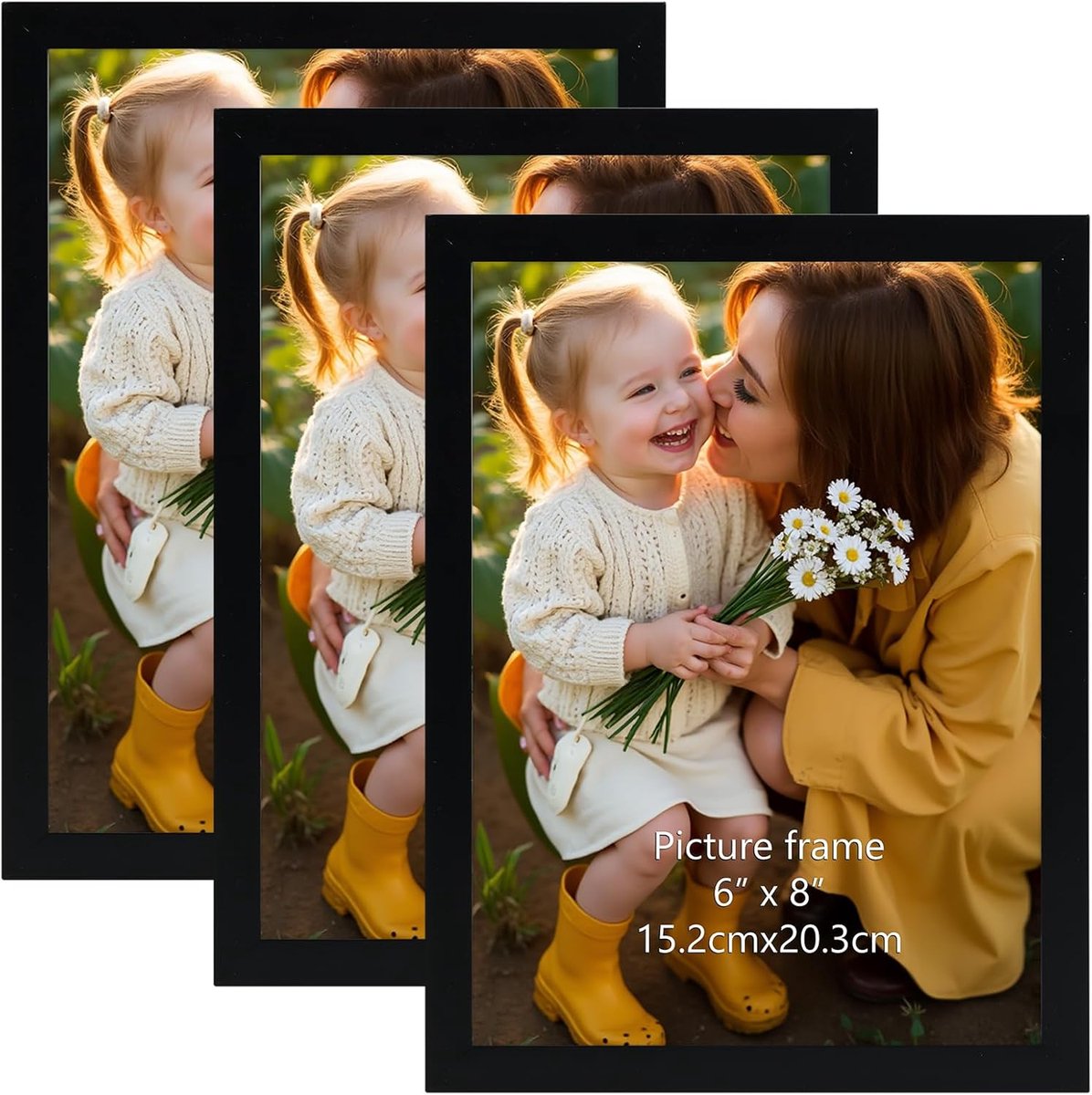 Fotolijst 15 x 20 cm - Moderne zwarte fotolijsten - Set van 3 voor muur of tafel - SnelShoppen