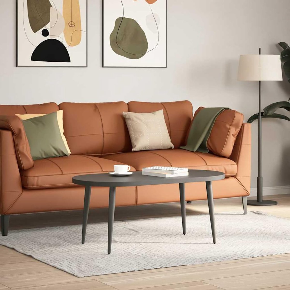 Poten conisch, 94° helling, gepoedercoat staal, antraciet, 30-31 cm, 4 stuks, geschikt voor individuele salontafelvormgeving