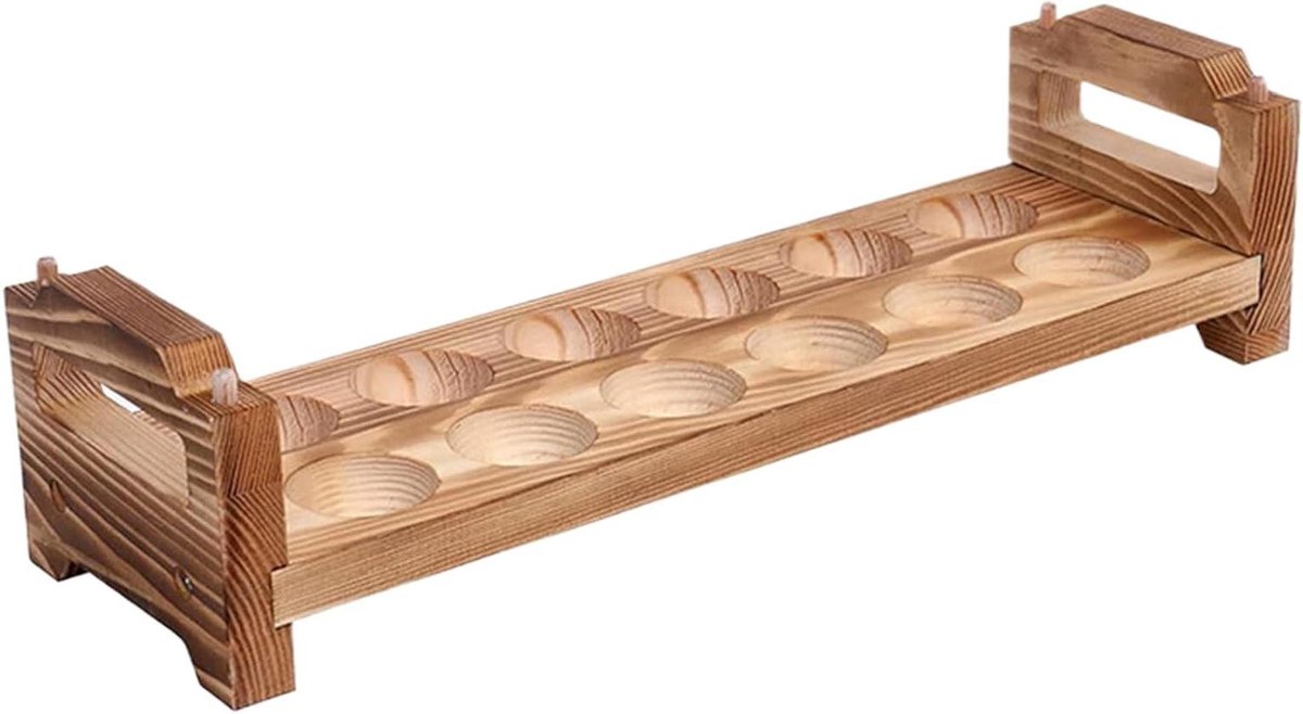 Houten eierdopjes - Stapelbare houder - Keuken decoratie - Ruimtebesparend ontwerp - Voor 12 eieren - Multikleur