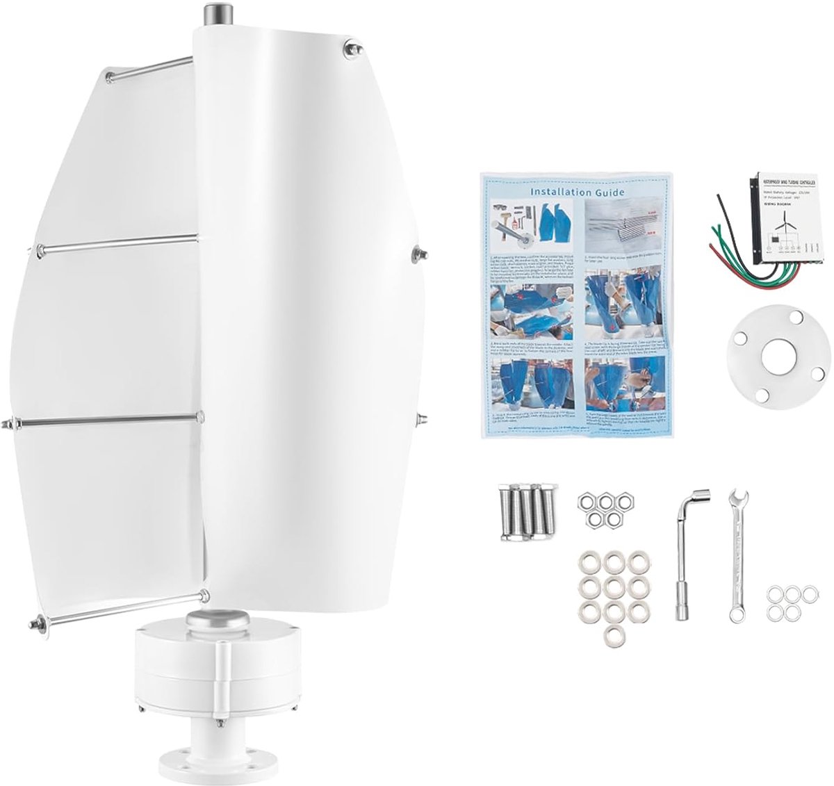 Windturbine 100 W - verticale spiraal-design - stil (<62 dB) - efficiënt voor huis en boot - SnelShoppen