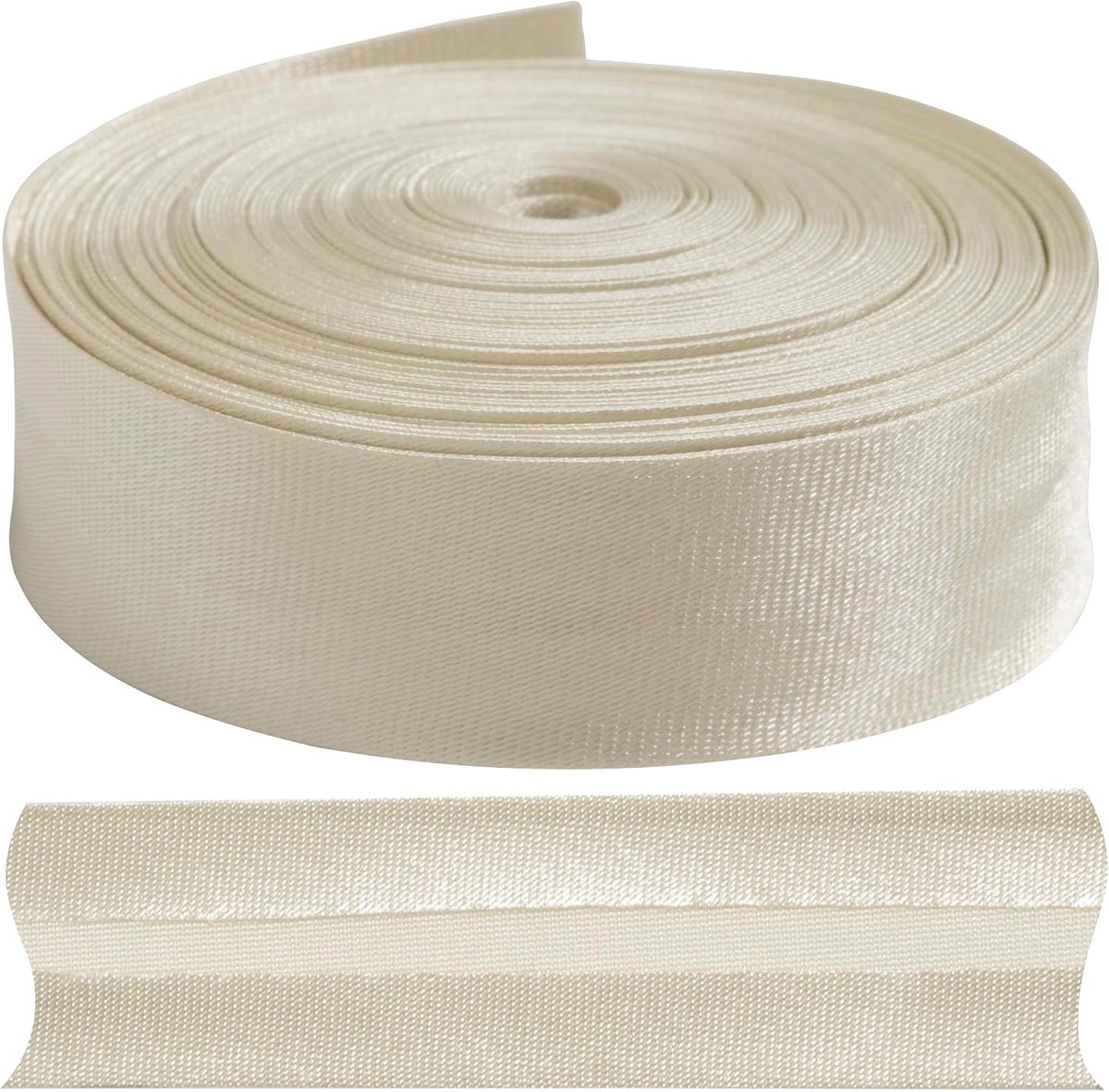 - C77347 - biasband, gevouwen, 9 m x 18 mm, van polyester, zandgeel