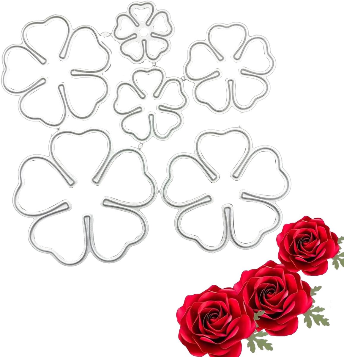 6 stuks 3D-sjablonen, metalen stansvormen, snijden, bloemensjablonen voor albumdecoratie, wenskaarten, scrapbooking, kaarten, doe-het-zelf papier