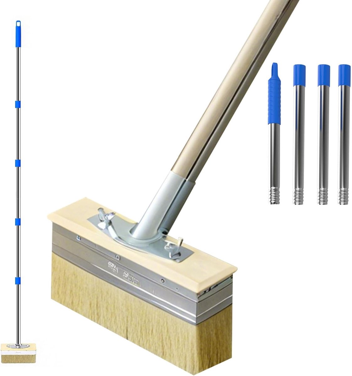 kwast met lange steel, 135 cm, penseel voor muurschildering, terras, 18 cm, penseel voor het schilderen van verf, wandoppervlak, dikke haren, voor houtvlekken, terrassen, hekken, plafonds