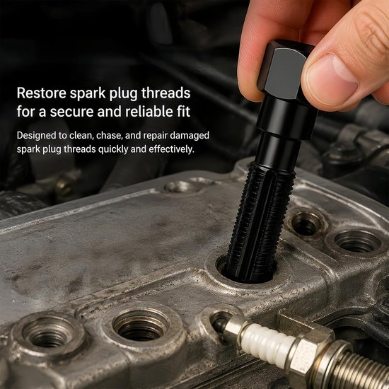5 stuks reparatieset, bougieschroefdraad, rethreading, van chroom-vanadium-staal, schroefdraad M14 x 1,25, met 4 inzetstukken, voor het herschroeven van cilinderkoppen en auto-onderhoud — afbeelding 4