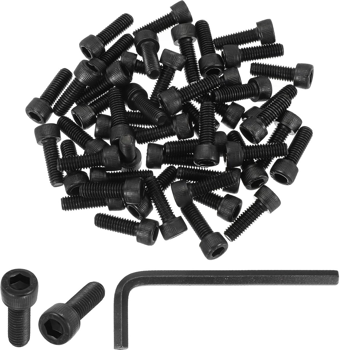 M6 x 18 mm zeskantschroeven met binnenzeskantkop, verpakking van 50 stuks, 12,9 graden, zeskantschroef met binnenzeskantaandrijving, machineschroeven met inbussleutels, zwart