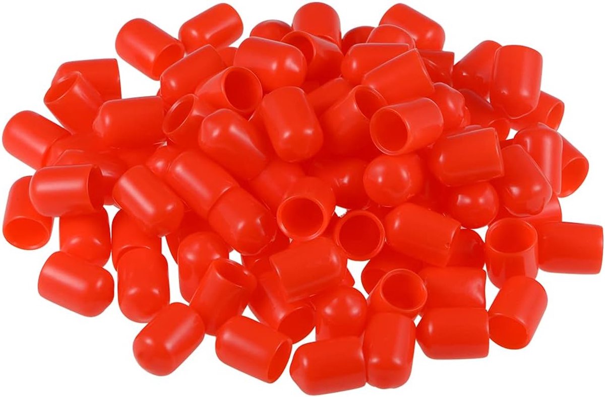 Sourcing map 100 stuks schroefdraadbescherming, rode buissluitingen ronde eindkappen afdekking 2 mm ID 9mm Inner Dia