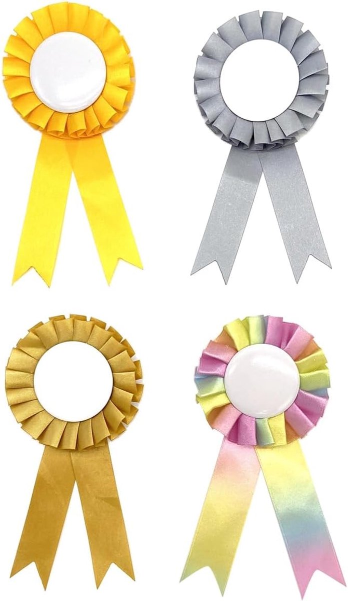 4 stuks blik-rozetten, levendige hobby-paardenrozetten, voor wedstrijden en speelaccessoires