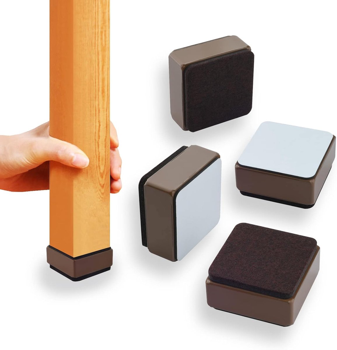 4 koolstofstaal meubelverhogers, 3 cm, zelfklevend, 60 x 32 mm, meubelpoten om te lijmen, bank, tafel, kast, bed, bureau, verhoging