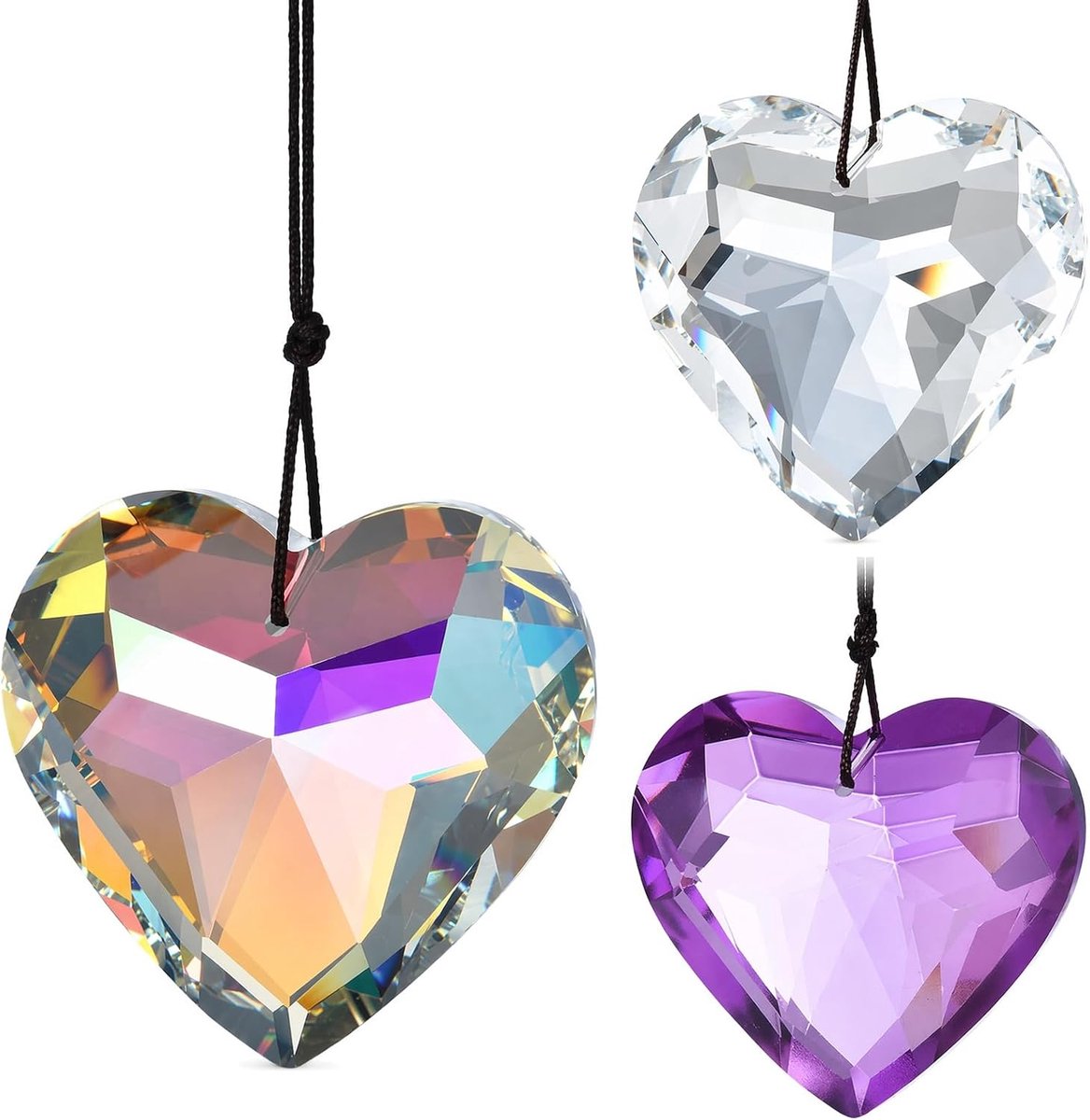 Zonnevangers kristal, kristallen om op te hangen, hart, prisma, zonnevanger, lichtvanger, raamkristal voor thuis, kantoor, tuin, decoratie