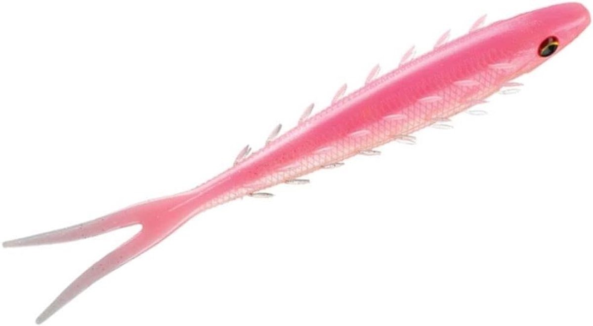 Kunstaas Shad - Zacht plastic aas - Vissen op roofvis - Geïntegreerde rammelaar - 14 cm - Lichtroze parelmoer
