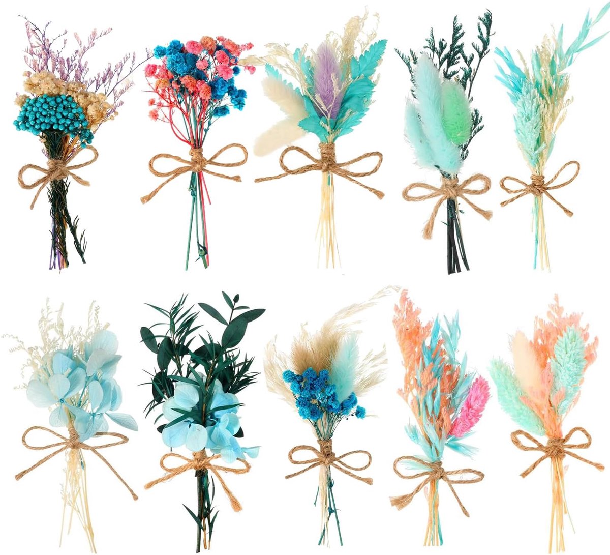 Gedroogde bloemen stijl geconserveerde flora, mini decoratieve takken voor DIY ambachten, huwelijksfeest decoratie, nep bloemstengels (Vergeet-mij-nietje)