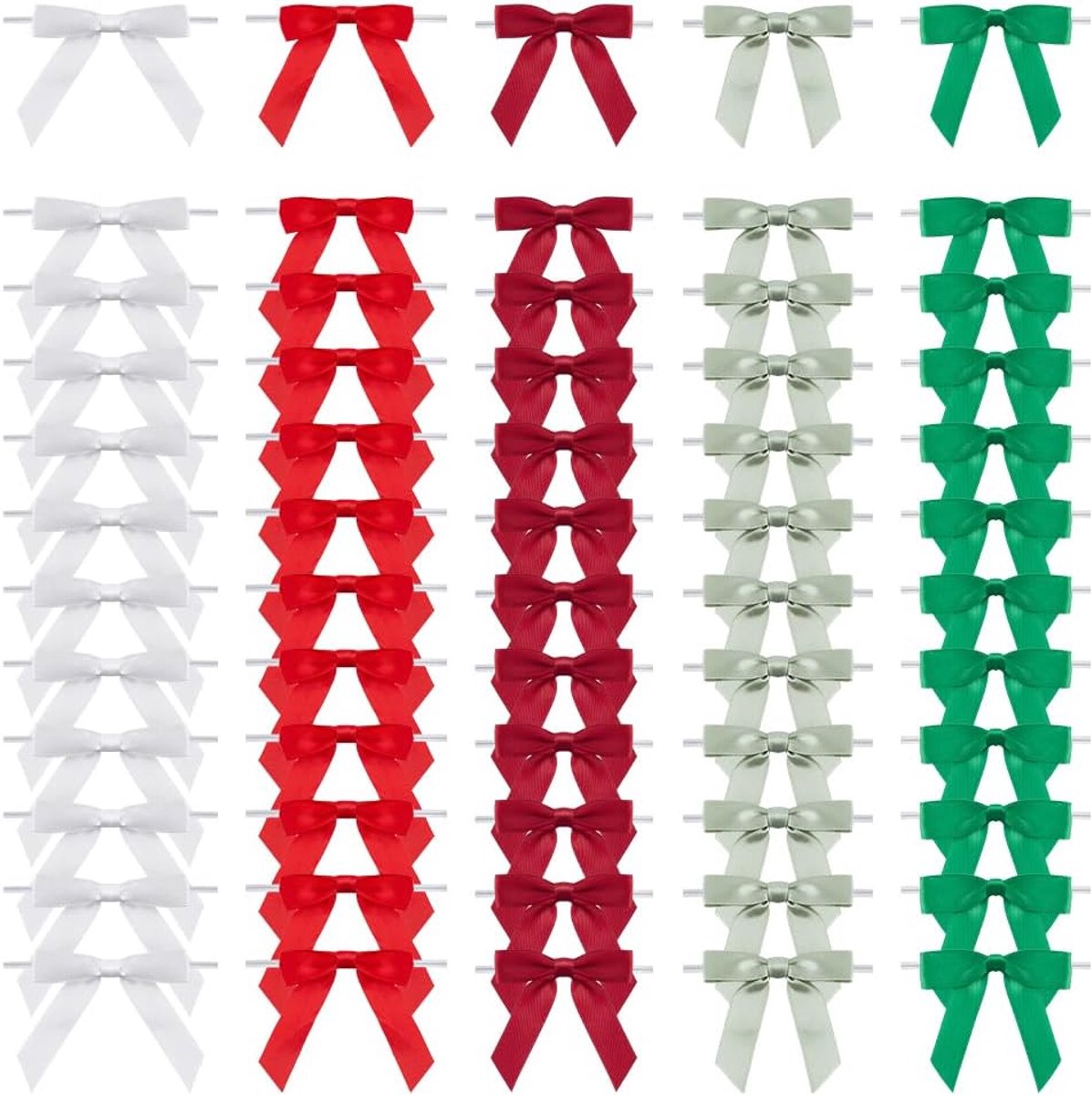 60 vlinderdassen, 5 kleuren, polyester, met bevestigingen voor het versieren van tassen, manden, cake-pops, enz. Rode en groene vlinderdas.