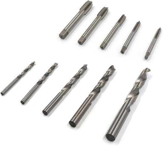 131-delige schroefdraadreparatieset, schroefdraad-reparatieset, gereedschap met M5, M6, M8, M10, M12, inzetstukken, hulzen, draadinzetstukken, schroefdraadboor — afbeelding 3