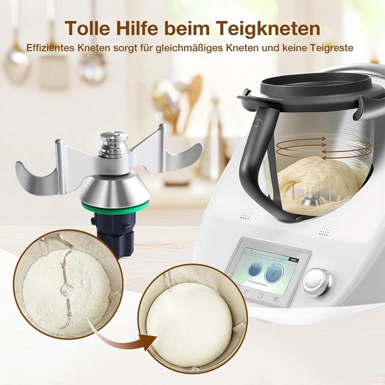 Deegmes voor Thermomix TM6, TM5, TM7, roestvrij stalen deegmes voor Thermomix tm6 accessoires, efficiënt kneden, geen deeg plakt, gemakkelijk te reinigen deegmengmes, reserveaccessoires, met — afbeelding 2