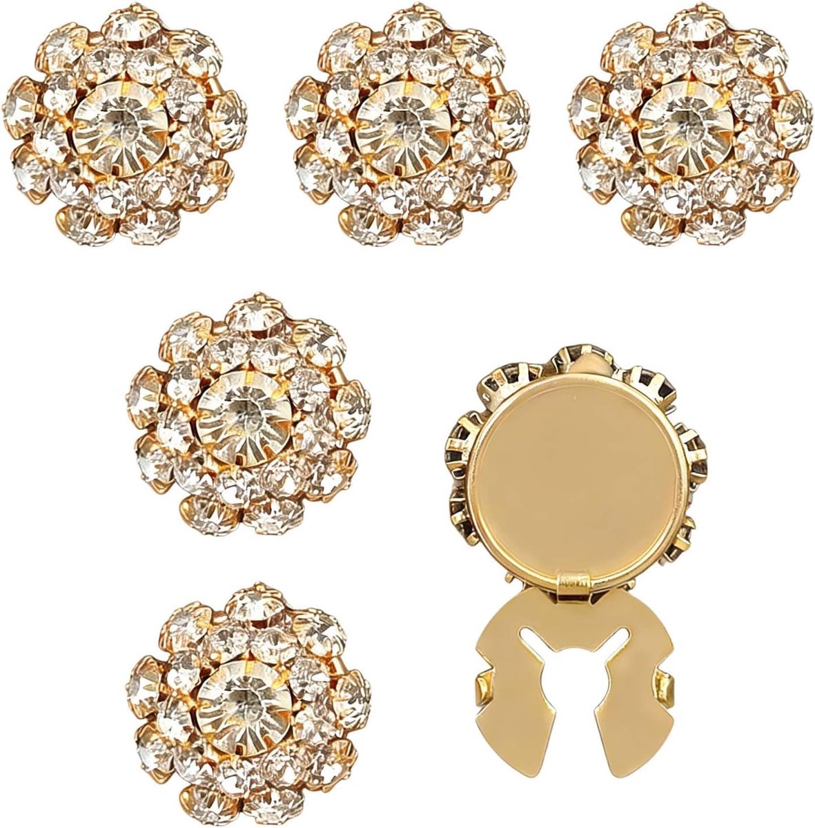 6 stuks strass-knopbedekkingen om te decoreren, elegante versieringen voor damesblouses, glanzend en geraffineerd, perfect voor het naaien en personaliseren van dameskleding