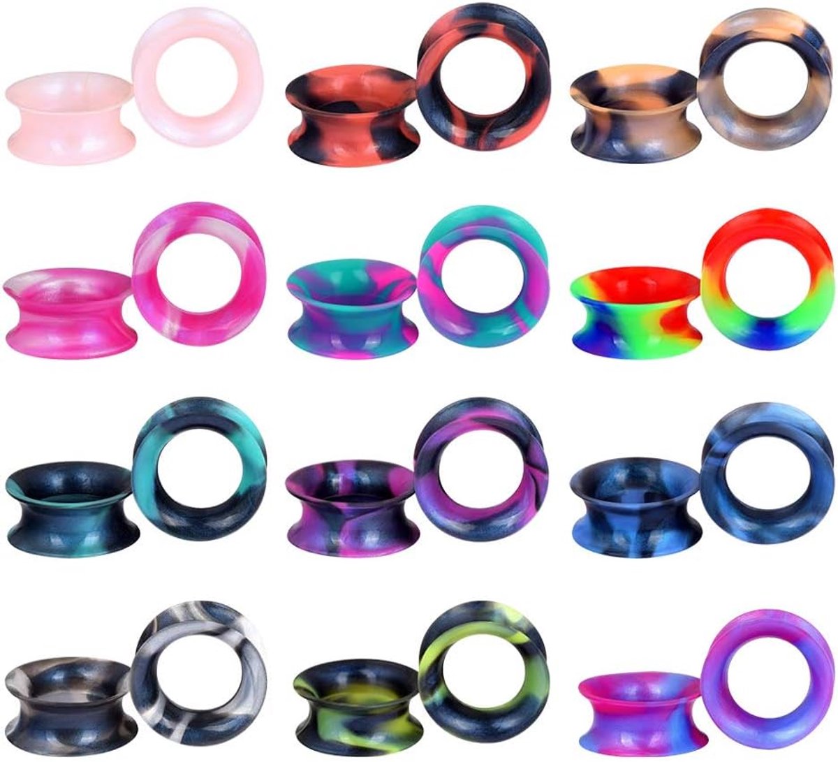 Tunnels double flared zachte flexibele oorpiercing expander stretching 6 mm - 20 mm