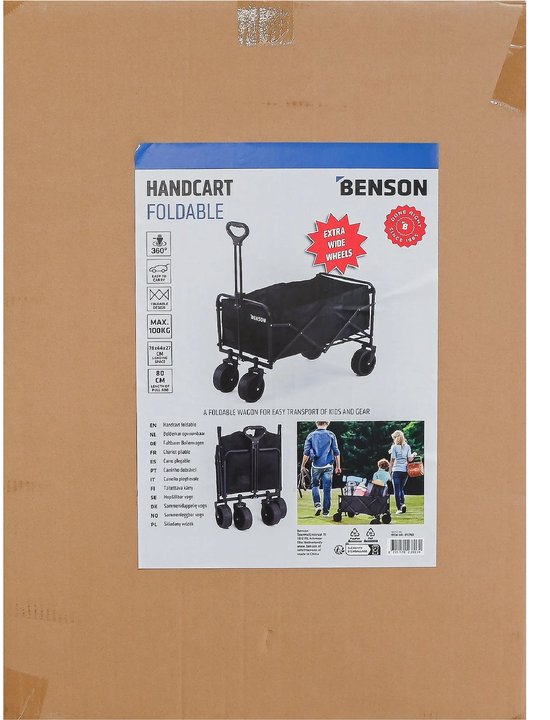 Opvouwbare Bolderkar met Brede Wielen - 120 kg Draagvermogen - Stalen Frame - 600D Oxford - Zwart van Merkloos — afbeelding 3