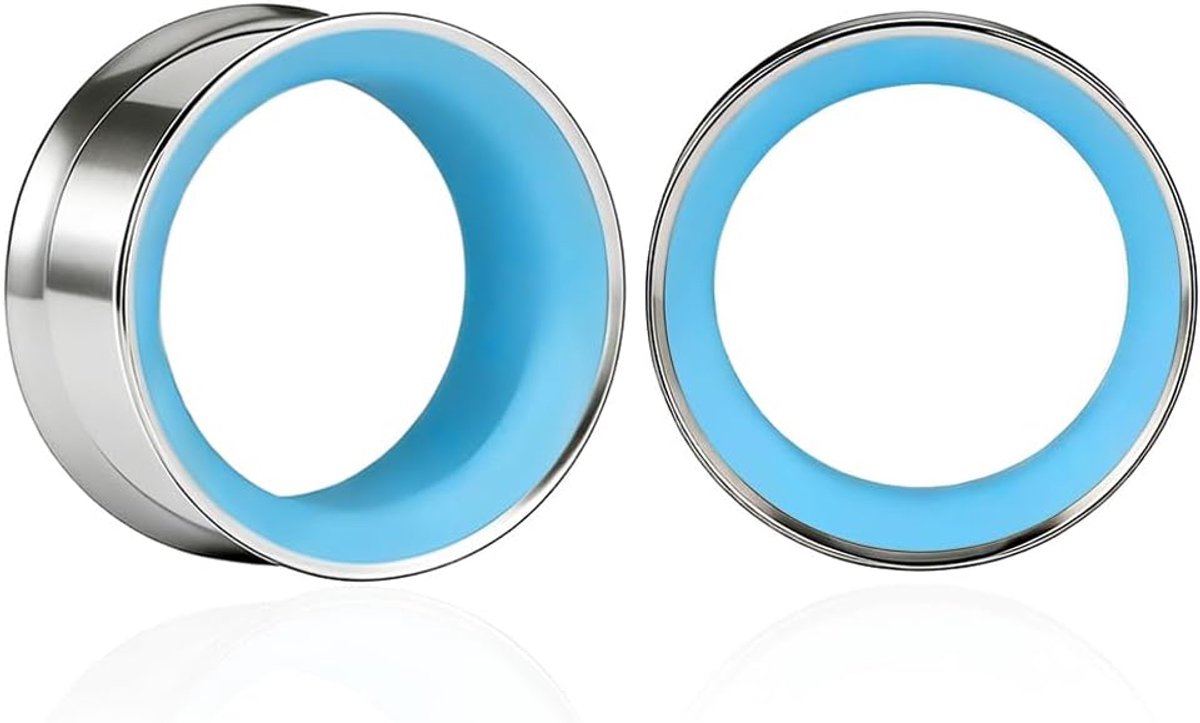 1 paar, tunnel, expander, dubbel, uitlopend, twee kleuren, roestvrij staal, oorpiercing, oorpiercing, oorpiercing, sieraden voor dames en heren, 6 mm tot 25 mm
