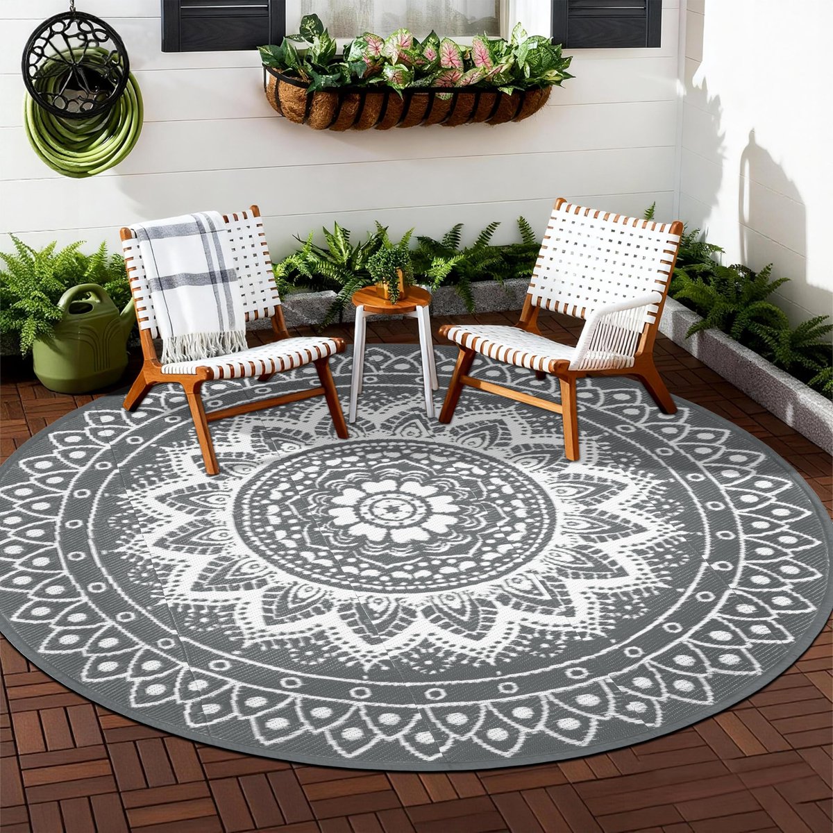 Rond buitenkleed 240 cm - omkeerbaar - waterdicht - ideaal voor picknicks - SnelShoppen