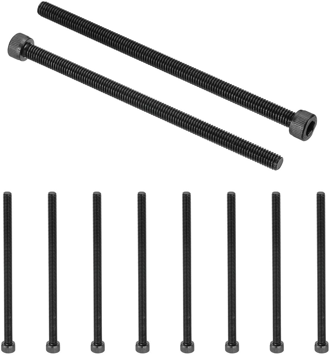 10 stuks binnenzeskant cilinderkopbouten, M6 x 110 mm, 12,9 sterktestanden koolstofstaal, volledige schroefdraad, zwarte schroevenset voor installatie, bevestiging, reparatie