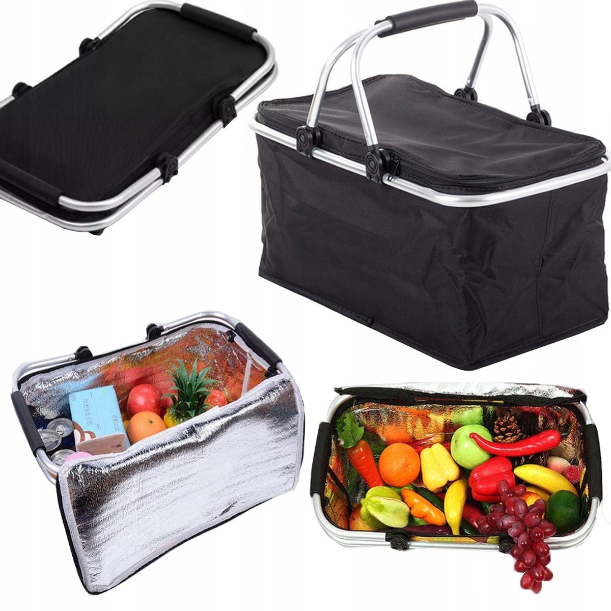 Merkloze Thermische Picknickmand 24L - Ideaal voor Reizen & Boodschappen