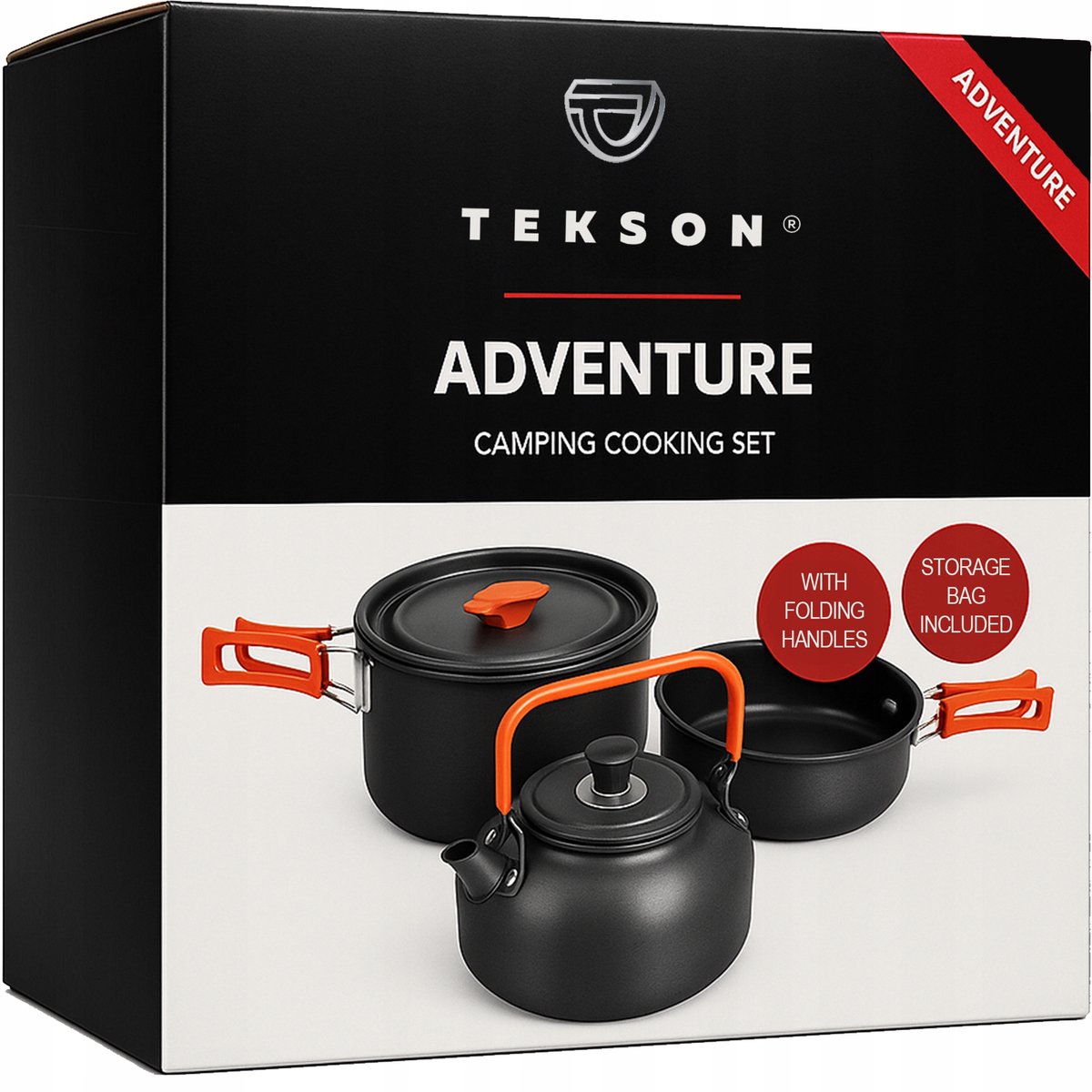 Adventure Tekson Aluminium Camping Kookset 3 Delig - Lichtgewicht